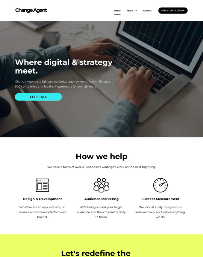 a landing page designed by MNKY.agency