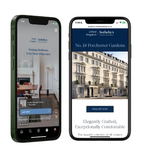 Sothebys Meta Ads on Instagram displayed on iPhone MNKY.agency