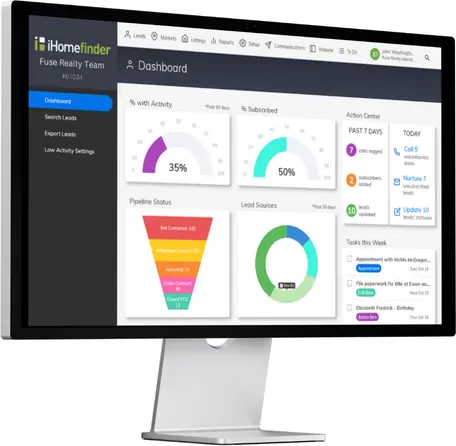 Streamline your client relationships and communication with iHomefinder's built-in CRM. Key Features: Centralized Lead Management: Organize and track all your leads in one place, ensuring no opportunity slips through the cracks. Automated Follow-Up: Set up personalized email and text message drip campaigns to nurture leads and stay connected. Task Management & Reminders: Stay on top of your schedule and important client interactions with task management tools. Transaction Management: Simplify the transaction process and keep everyone informed with centralized document storage and communication tools.