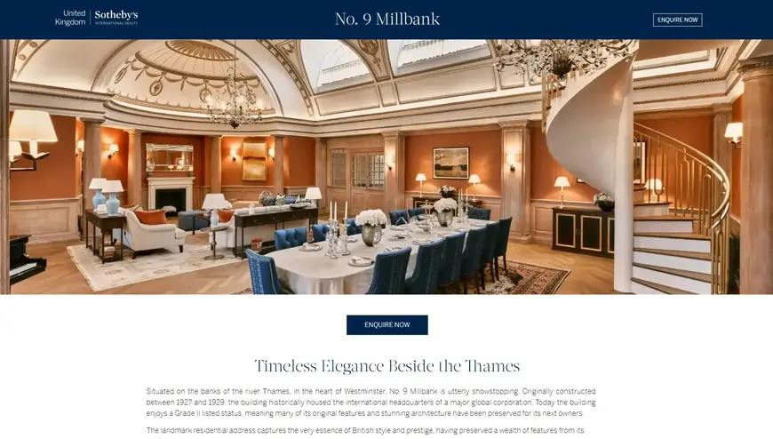 No 9 Millbank Real Estate Landing Page Sothebys Screenshot by MNKY.agency